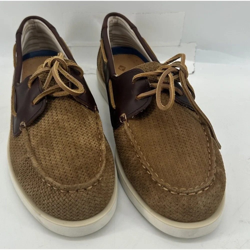 Sperry Aods Summer 2 Eye Boat Shoes Brown Leather Men's Size 8.5 NEW